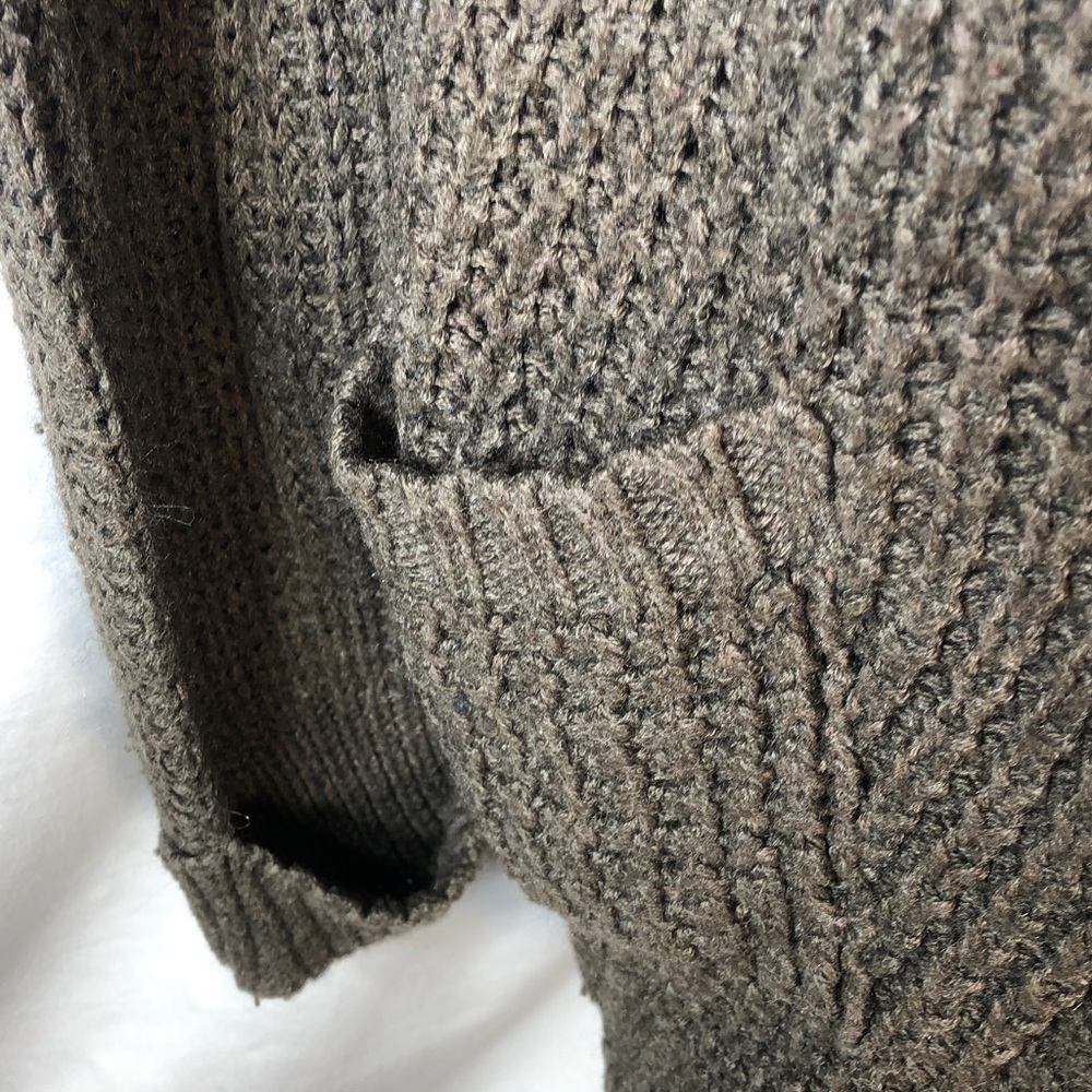 RDI Burnt Olive Green Open-Front Shawl Collar Cardigan, Size S/P/P - Picture 3 of 7